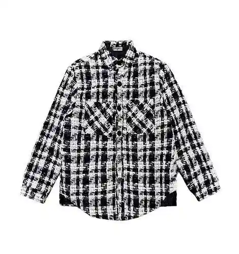 Cha * nel/Chanel 23ss Small Fragrant Wind Sparkling Silver Woven Plaid Coat