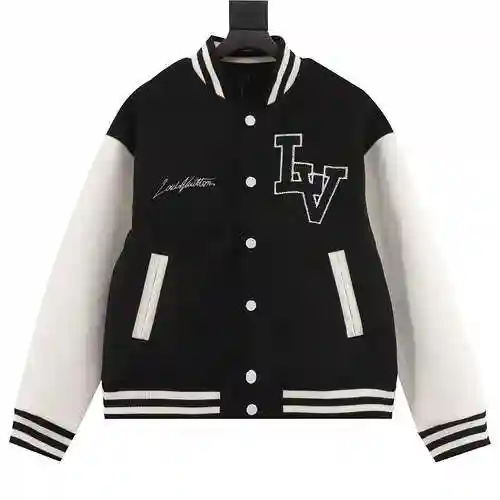 1V 23Fw Collated Leather Sleeves Baseball Jacket Coat