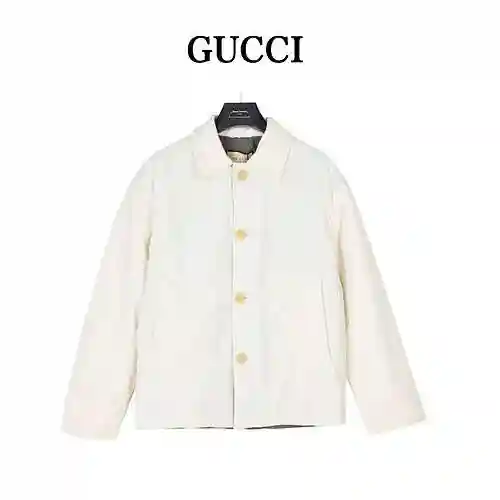 Gu * cci/Gucci 23Fw Back Interlocking Double G Embroidered Nylon Cotton Jacket Coat