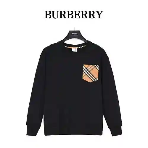BBR/Burberry Suéter clásico con cuello redondo y manga a cuadros con bolsillo y panel a cuadros para