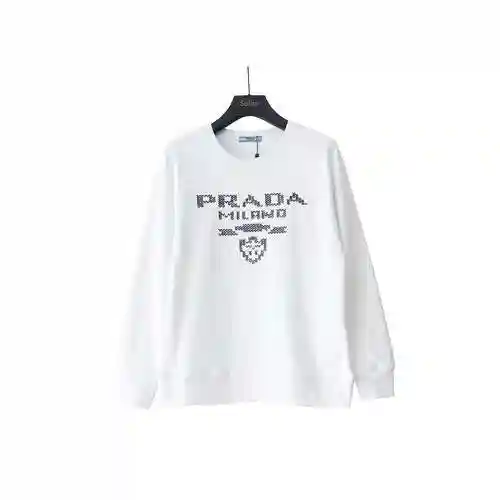 Pra * da/Prada 23Fw Mosaic Logo Embroidered Cotton Round Neck Sweater