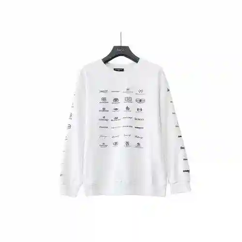 BLCG/Balenciaga New Classic Letter Front and Back Sleeve Printed Round Neck Long Sleeve Men's and Wo