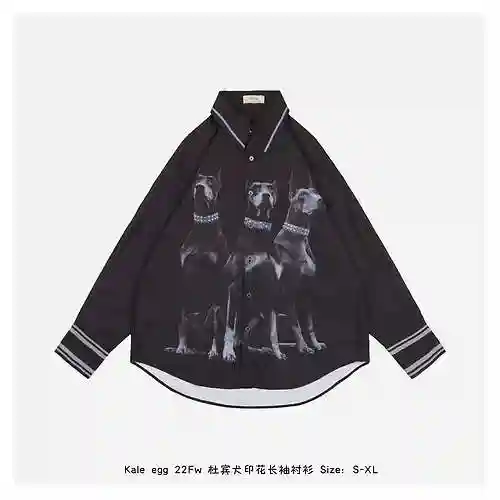 Kale egg 22Fw Doberman printed long sleeved shirt