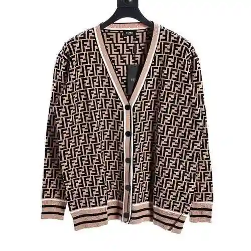 FEN * DI AOP Double F Jacquard Cardigan Sweater