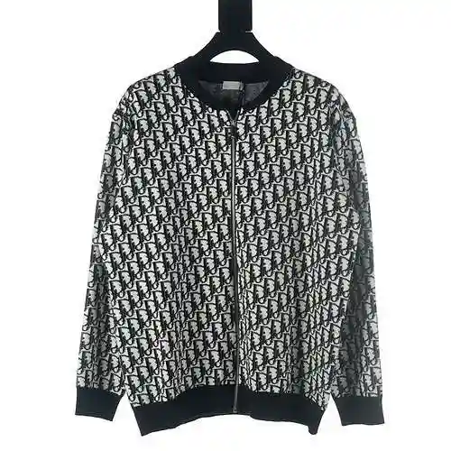 Dior CD 23Fw AOP Jacquard Zipper Sweater Coat