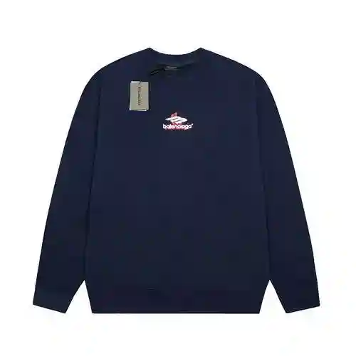 BLCG/Balenciaga Double Shadow Logo Round Neck Sweater Black AZ21011