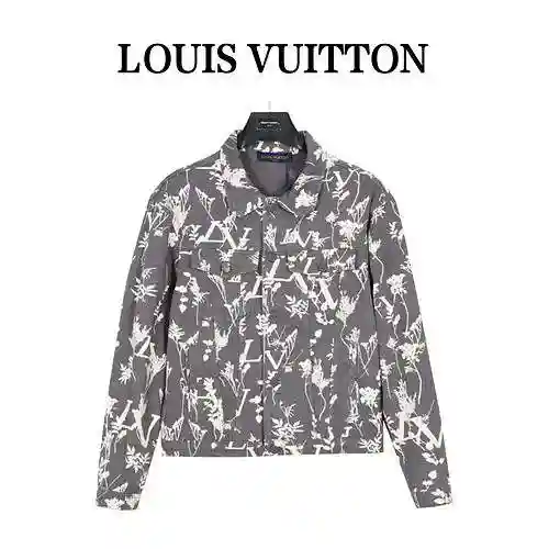 Abrigo vaquero con lavado floral y letras vegetales LV/Louis Vuitton 23Fw