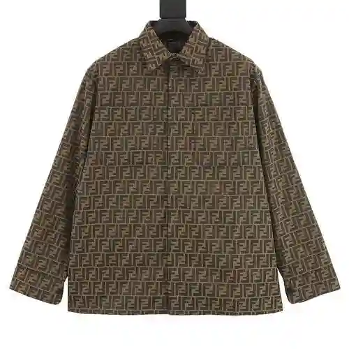 Fendi FD 22FW Double F Jacquard Shirt Collar Jacket Coat