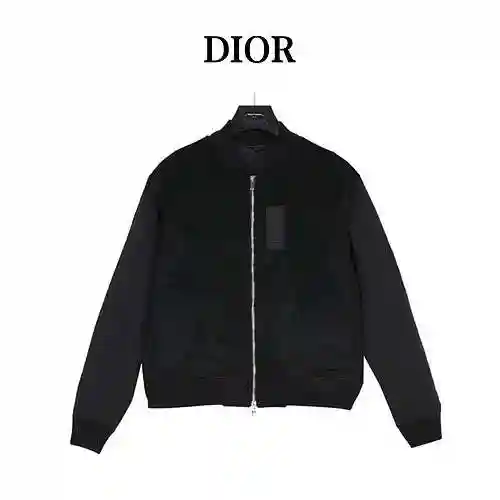 Chaqueta corta CD/Dior 23Fw Academy Style de forro polar invertido con cremallera