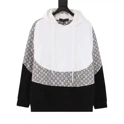 1V runway style vintage full print patchwork hoodie