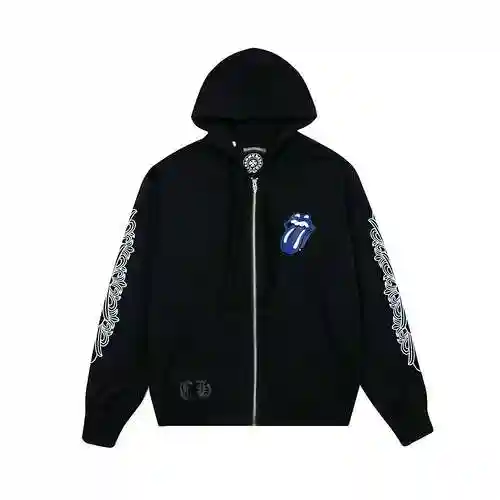 CH/Crosin x Rolling Stone Co branded Large Tongue Horseshoe Printed Zipper Coat, Unisex