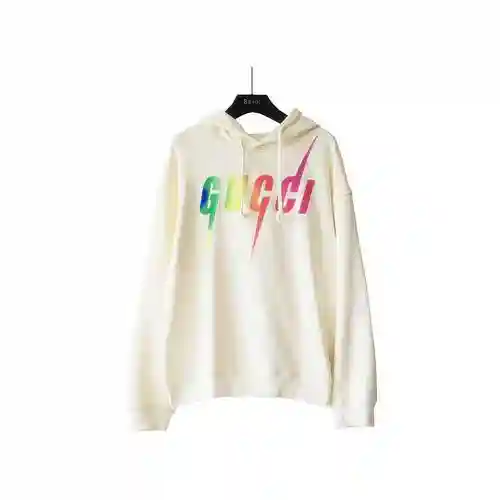 GU * CCI Gucci Colorful Lightning Blade Letter Printed Large Logo Logo Exquisitely Upgraded, Hooded 