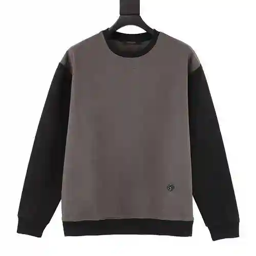 1V Dark Grey Contrast Round Neck Sweater