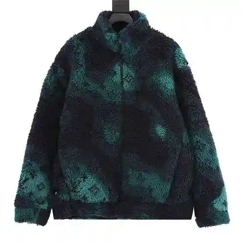 1V camouflage green teddy lamb wool jacket