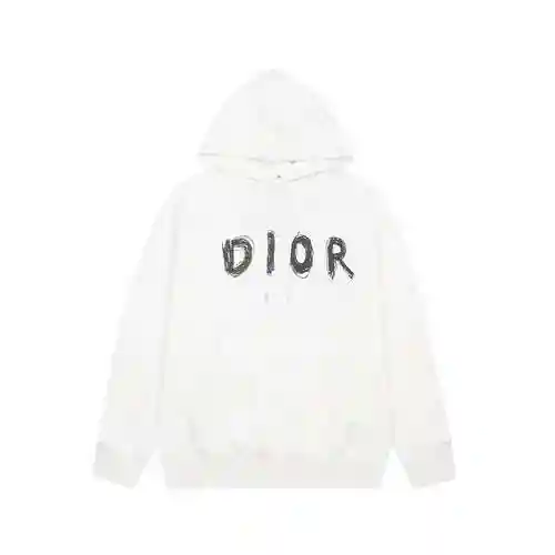 Dior New Chest Logo Hooded Sweater White