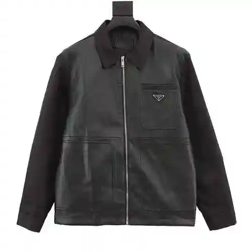 Prada PRD 23FW Leather Zipper Jacket Coat