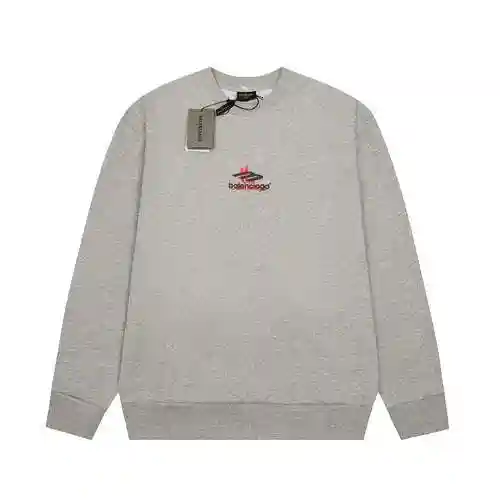 BLCG/Balenciaga Double Shadow Logo Round Neck Sweater Grey