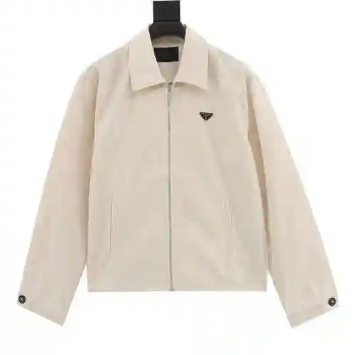Prada PRD 23FW White Flocked Zipper Denim Coat