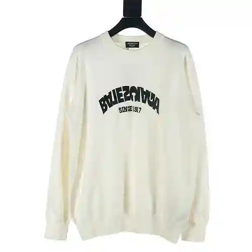 Balenciaga BLCG 23Fw 1917 Reversed Letter Embroidery Knitted Round Neck Sweater