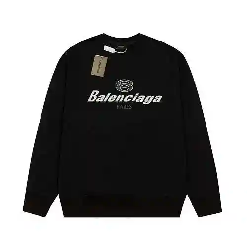 BLCG/Balenciaga 24ss Autumn/Winter Double Loop Reverse Round Neck Sweater Black