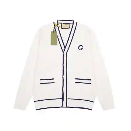 Gu * cci/Gucci 23Fw Cárdigan tipo suéter bordado con doble G