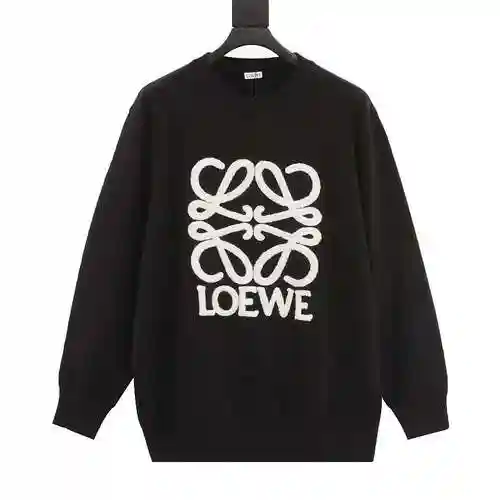 Loe * we/Loewe 23Fw towel embroidered logo round neck sweater