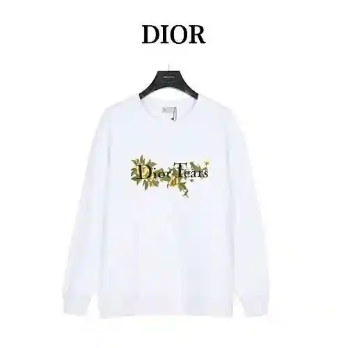 Suéter de cuello redondo de algodón con estampado de letras de algodón bordado con la marca CD Dior 