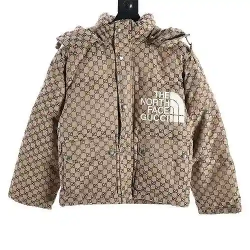 GU * CCI/Gucci North Co branded All Over Old Flower Logo Down Coat