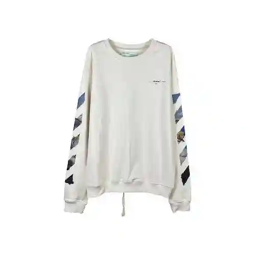 O * FF W * HITE C/O VIRGIL ABLOH 19ss Monet oil painting arrow print round neck sweater, unisex styl