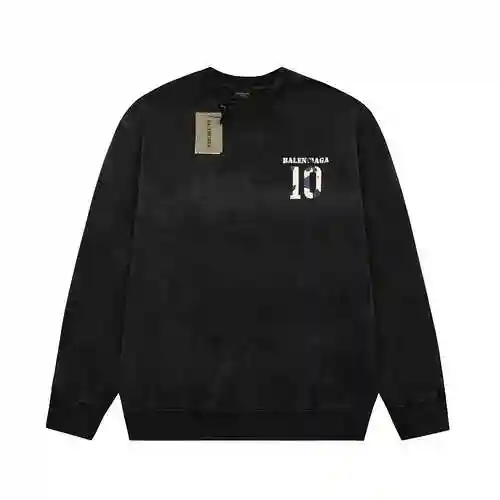 BLCG/Balenciaga Washed Old 10 Letter Round Neck Sweater Black