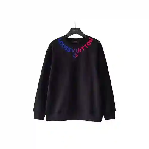 LV/Louis Vuitton Neckline Toothbrush Embroidery Gradient Logo Round Neck Sweater