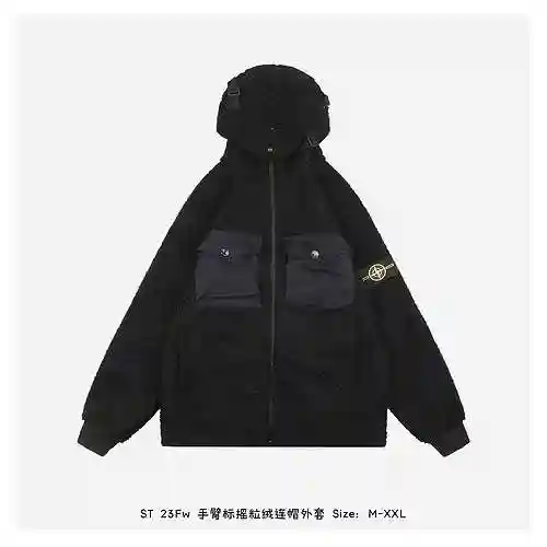 ST 23Fw Arm logo fleece hooded jacket