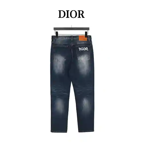 Pantalones de mezclilla con estampado completo y bordado con bolsillo CD/Dior