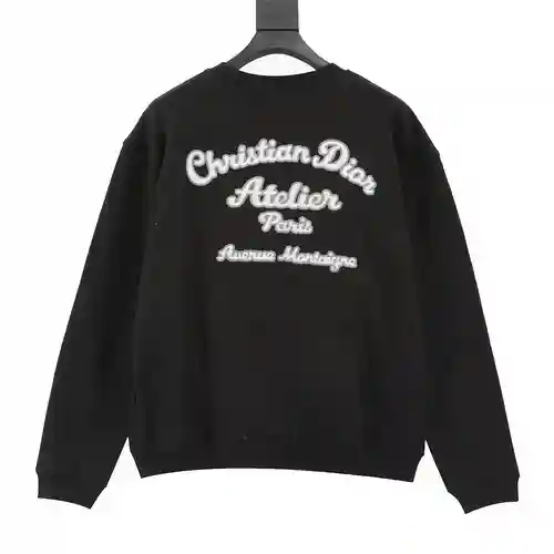 CD front and back patch letter crew neck sweatshirt