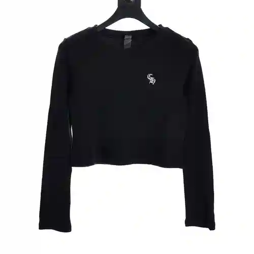 CH/Cro Heart waffle embroidered long-sleeved T-shirt