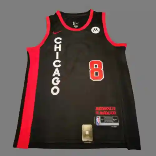 Camiseta Bulls No. 8 LaVine City Edition negra 24 nueva temporada City Edition