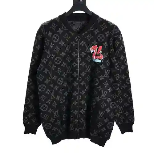 Cárdigan con cremallera y estampado de grafitis para presbicia LV en jacquard