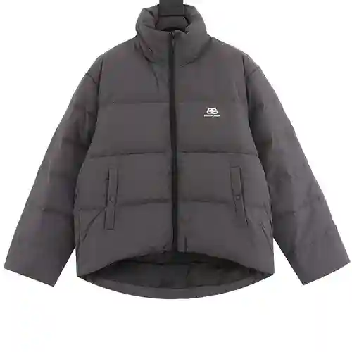 Blcg Cocoon Stand Collar Lock Print Down Jacket Negro Gris Mismo estilo para hombres y mujeres