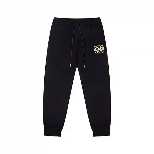 LOE*WE Loewei color block letters embroidered trousers with hems