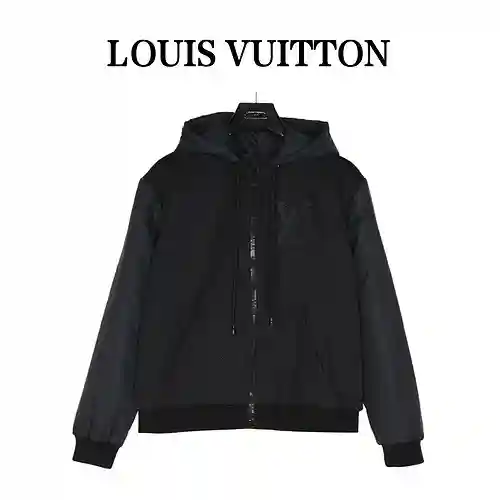 Chaqueta con capucha y manga de algodón con patchwork y tecnología de cremallera LV/Louis Vuitton