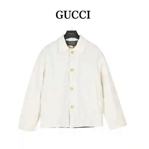 Gu*cci/Gucci 23Fw chaqueta de algodón y nailon con doble G entrelazada en la espalda