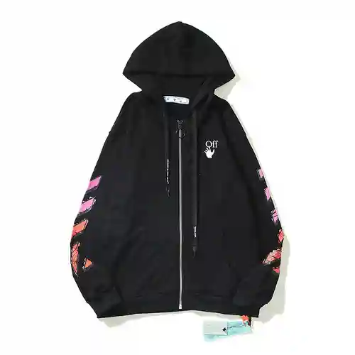 O*FF-W*HITE C/O VIRGIL ABLOH marker pen graffiti arrow zipper jacket, same style for men and women