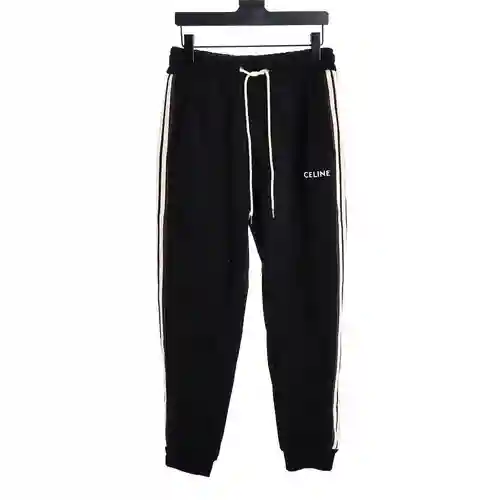 Pantalón tipo leggings con letras bordadas y cintas laterales CE/Céline (estilo terciopelo)
