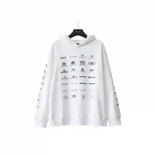 BLCG/Balenciaga 23Fw multi-label all-over printed hooded sweatshirt