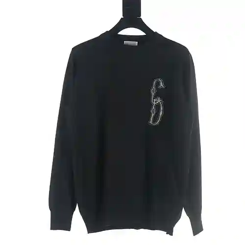 Jersey CD/Dior 23Fw con cuello redondo y bordado en hilo plateado