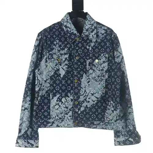 LV 23FW chaqueta vaquera con estampado integral y botonadura sencilla