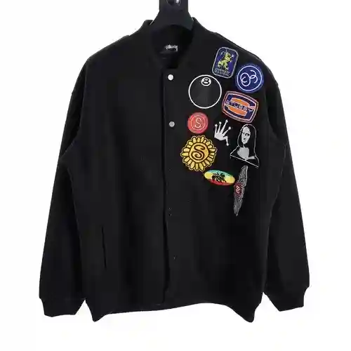 STU*SSY chaqueta de béisbol de lana con manivela