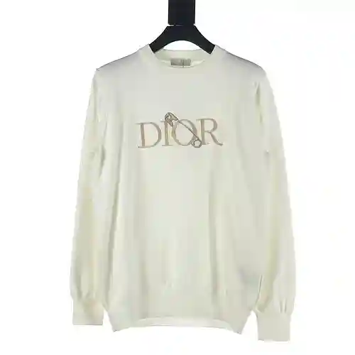 Dior CD 23Fw embroidered pin knitted crew neck sweater