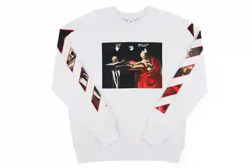 O*FF-W*HITE C/O VIRGIL ABLOH Caravaggio religious oil painting printed round neck sweatshirt, same s