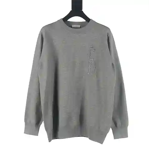 Jersey CD/Dior 23Fw con cuello redondo y bordado en hilo plateado